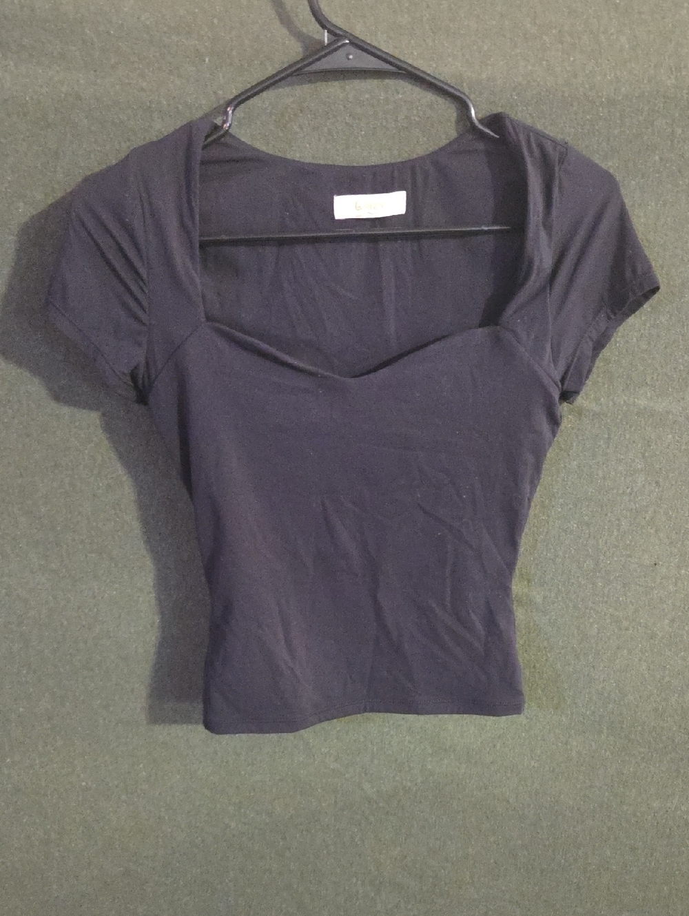 Sweetheart Neck Short Sleeve Tee in Black